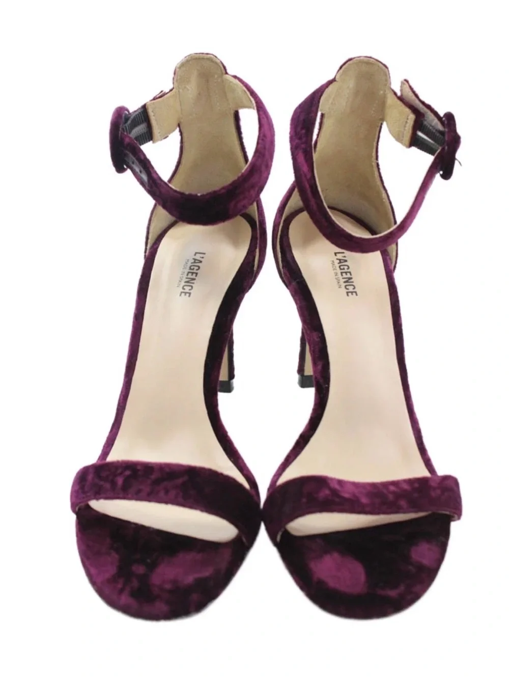 L'AGENCE Gisele Plum Velvet Ankle-Strap Sandal